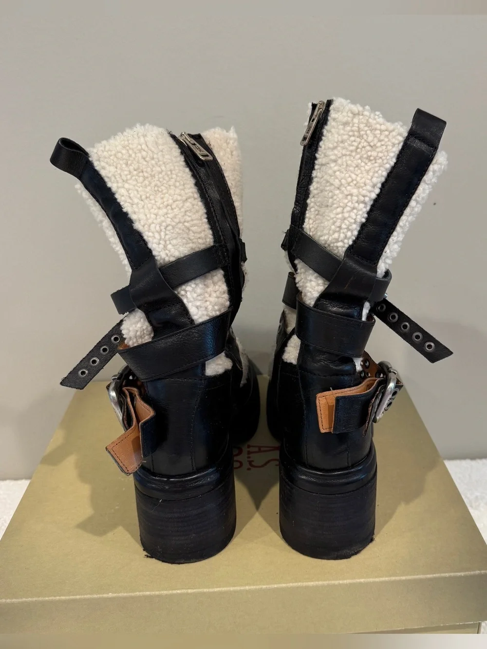 A.S.98 Black Studded Moto Boots | Italian Leather | EU 39